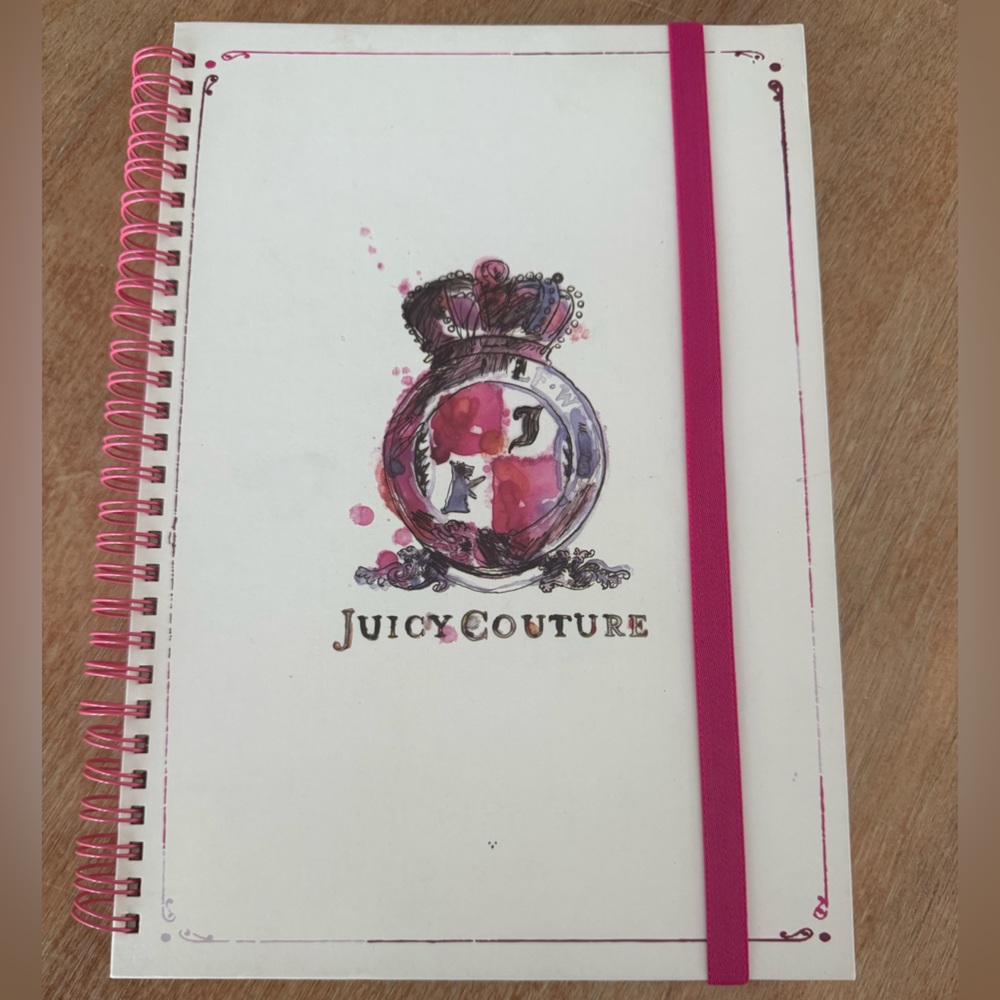 Juicy Couture Spiral Notebook Lined Pages with Pink Spiral and Band Retro Y2K